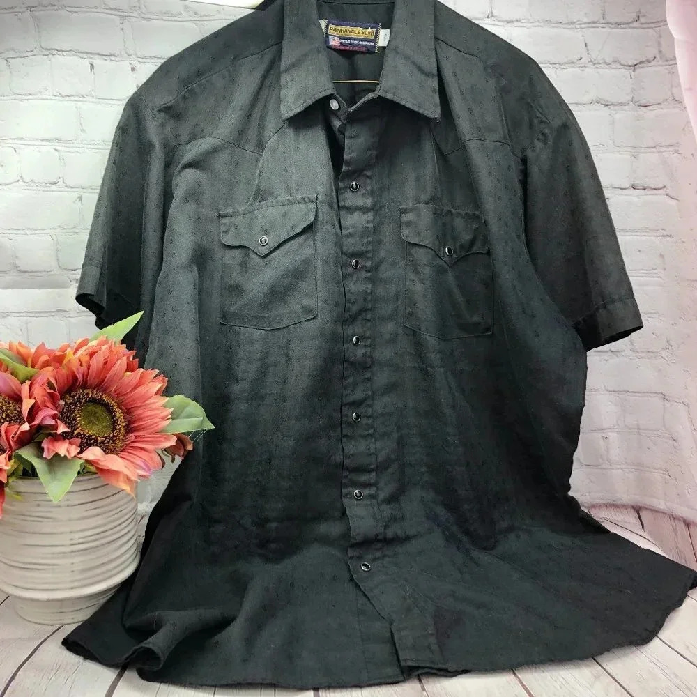 vintage panhandle slim western shirt for men size 17.5 western festival